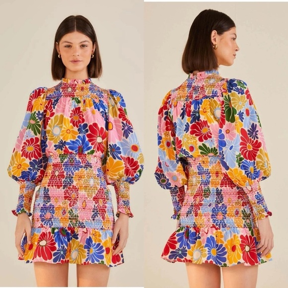 FARM Rio Dresses & Skirts - FARM RIO Sunny Daisies Sand Mini Dress NWT Size XL